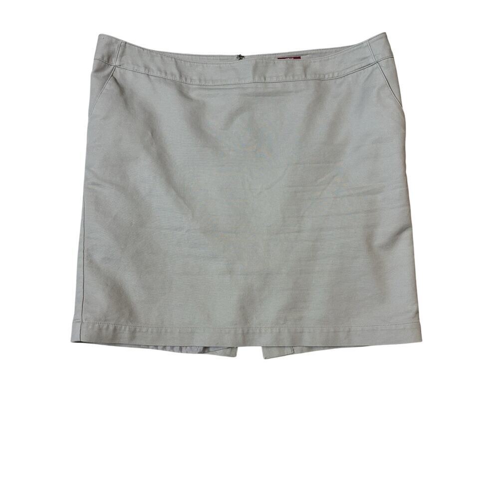 Merona Womens Skirt Straight Lined Stretch Pockets Brown Zip Closure Size 18